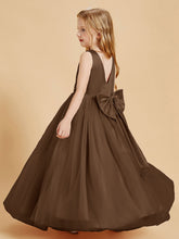 Abiti Damigella Junior In Tulle Top In Raso Fiocco Glamour Marrone