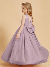 Abiti Damigella Junior In Tulle Top In Raso Fiocco Glamour Crepuscolo