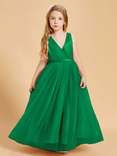 Abiti Damigella Junior In Tulle Top In Raso Fiocco Glamour Smeraldo