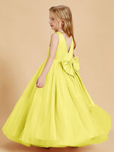 Abiti Damigella Junior In Tulle Top In Raso Fiocco Glamour Limone