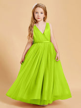 Abiti Damigella Junior In Tulle Top In Raso Fiocco Glamour Verde Lime
