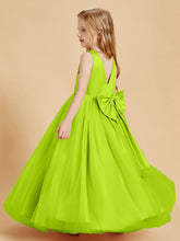 Abiti Damigella Junior In Tulle Top In Raso Fiocco Glamour Verde Lime