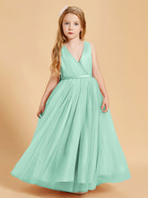 Abiti Damigella Junior In Tulle Top In Raso Fiocco Glamour Verde Menta