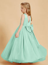 Abiti Damigella Junior In Tulle Top In Raso Fiocco Glamour Verde Menta