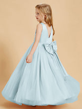 Abiti Damigella Junior In Tulle Top In Raso Fiocco Glamour Nebbia