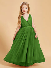 Abiti Damigella Junior In Tulle Top In Raso Fiocco Glamour Muschio