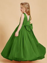 Abiti Damigella Junior In Tulle Top In Raso Fiocco Glamour Muschio