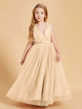 Abiti Damigella Junior In Tulle Top In Raso Fiocco Glamour Pesca