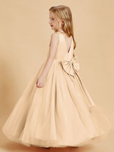 Abiti Damigella Junior In Tulle Top In Raso Fiocco Glamour Pesca