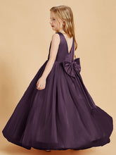 Abiti Damigella Junior In Tulle Top In Raso Fiocco Glamour Prugna