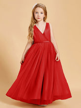 Abiti Damigella Junior In Tulle Top In Raso Fiocco Glamour Rosso
