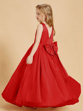 Abiti Damigella Junior In Tulle Top In Raso Fiocco Glamour Rosso