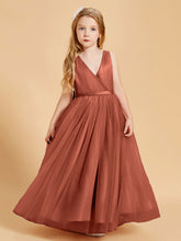 Abiti Damigella Junior In Tulle Top In Raso Fiocco Glamour Ruggine