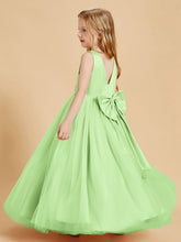 Abiti Damigella Junior In Tulle Top In Raso Fiocco Glamour Salvia