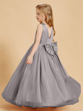 Abiti Damigella Junior In Tulle Top In Raso Fiocco Glamour Argento