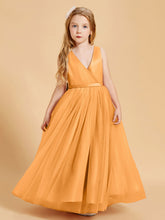 Abiti Damigella Junior In Tulle Top In Raso Fiocco Glamour Mandarino