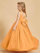 Abiti Damigella Junior In Tulle Top In Raso Fiocco Glamour Mandarino