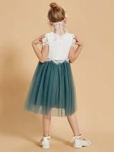 Abito Da Damigella In Pizzo E Tulle Con Scollo Rotondo