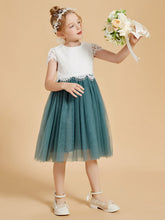 Abito Da Damigella In Pizzo E Tulle Con Scollo Rotondo