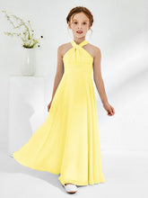 Abiti Damigella Junior Linea A Senza Maniche Con Collo Halter Limone