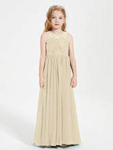 Abiti Damigella Junior Lunghi Top In Pizzo Trasparente Champagne