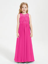 Abiti Damigella Junior Lunghi Top In Pizzo Trasparente Fucsia