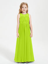 Abiti Damigella Junior Lunghi Top In Pizzo Trasparente Verde Lime