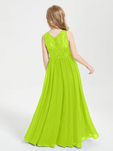 Abiti Damigella Junior Lunghi Top In Pizzo Trasparente Verde Lime