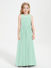 Abiti Damigella Junior Lunghi Top In Pizzo Trasparente Verde Menta