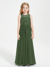 Abiti Damigella Junior Lunghi Top In Pizzo Trasparente Verde Oliva