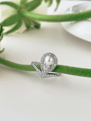 Anello Da Sposa Con Perla A Goccia In S925