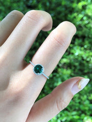 Anello In Argento Sterling 925 Con Smeraldo Rotondo