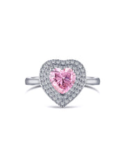 Anello In Argento Sterling Con Zirconi Rosa A Forma Di Cuore