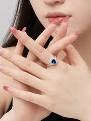 Anello In Argento Sterling Con Zaffiro Blu Reale Ovale