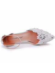 Scarpe Da Sposa Punta A Punta Decorate Con Pizzo Bianco E Strass