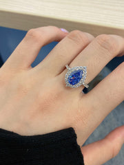 Anello Di Fidanzamento Con Zaffiro Taglio Brillante A Pera Da 2 Carati