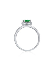 Anello In Argento Sterling 925 Con Smeraldo Rotondo