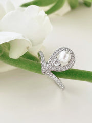 Anello Da Sposa Con Perla A Goccia In S925