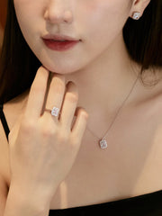 Anello Di Fidanzamento Con Zircone Rettangolare Lucido In Argento Sterling 925