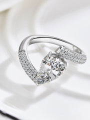 Anello Nuziale In Argento Sterling 925 Con Pietra Preziosa Bianca Taglio A Pera E Ghiaccio Tritato