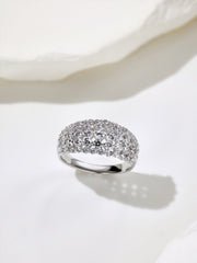 Anello A Fascia In Argento Sterling 925 Con Zirconi Bianchi