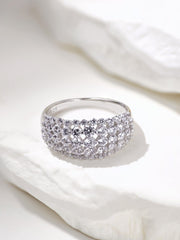 Anello A Fascia In Argento Sterling 925 Con Zirconi Bianchi