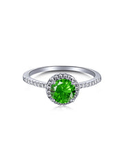 Anello In Argento Sterling 925 Con Smeraldo Rotondo