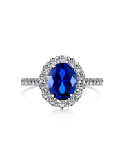 Anello In Argento Sterling Con Zaffiro Blu Reale Ovale