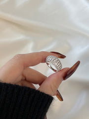 Anello A Fascia In Argento Sterling 925 Con Zirconi Bianchi