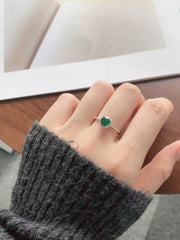 Anello In Argento Sterling 925 Con Smeraldo Rotondo