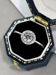 Semplice Anello Di Fidanzamento Rotondo Scintillante In Argento Sterling 925