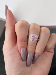 Anello In Argento Sterling Con Zirconi Rosa A Forma Di Cuore