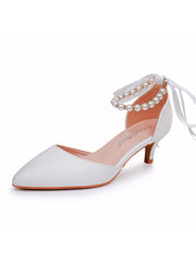 Scarpe Da Sposa Cinturino Alla Caviglia Tacco Kitten Punta A Punta