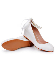 Scarpe Mary Jane Con Tacco Platform Punta Tonda Decorate Con Perline